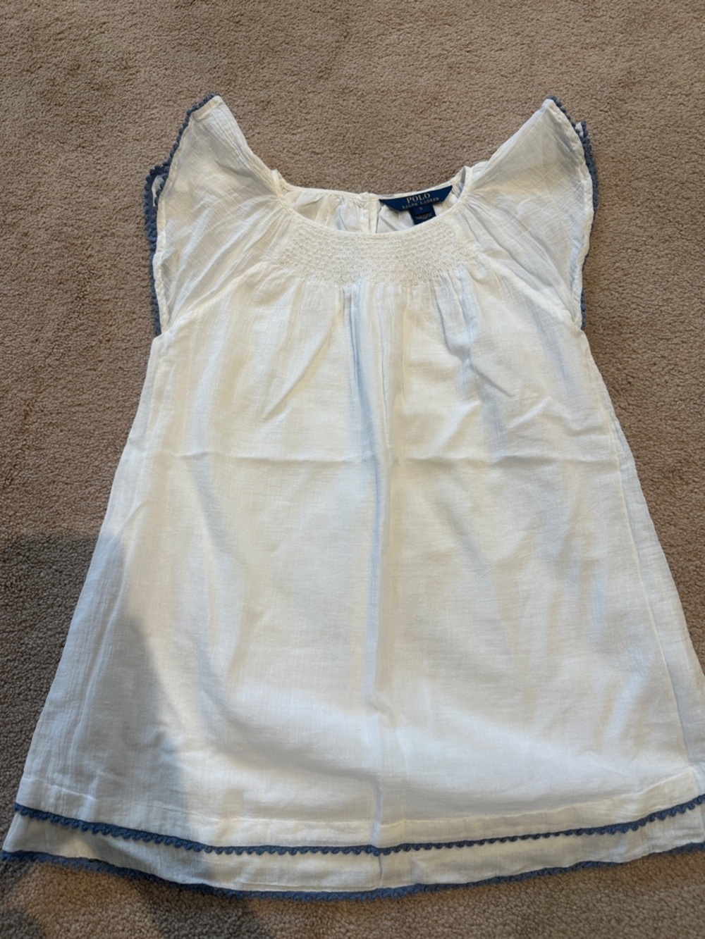 Polo by Ralph Lauren White Cotton Tunic with Blue Trim